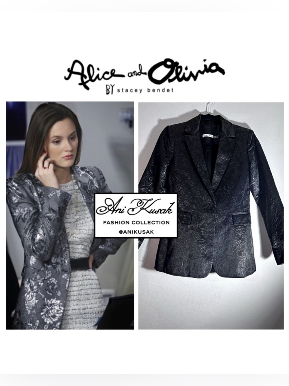 Alice + Olivia Macey Floral Embellished Brocade Blazer ASO Blair Waldorf
